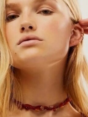 Free People Nina Choker Red Stone Beaded..NWT